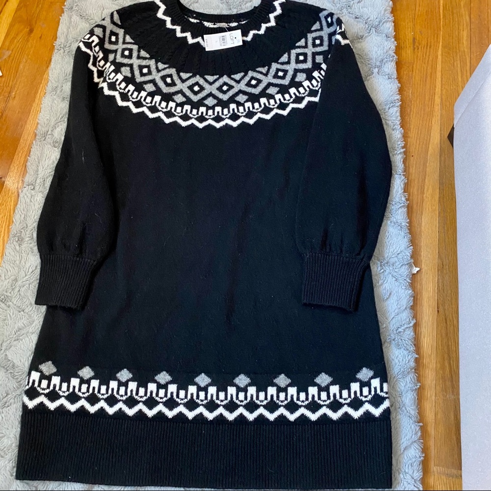 LOFT Size L, black sweater dress